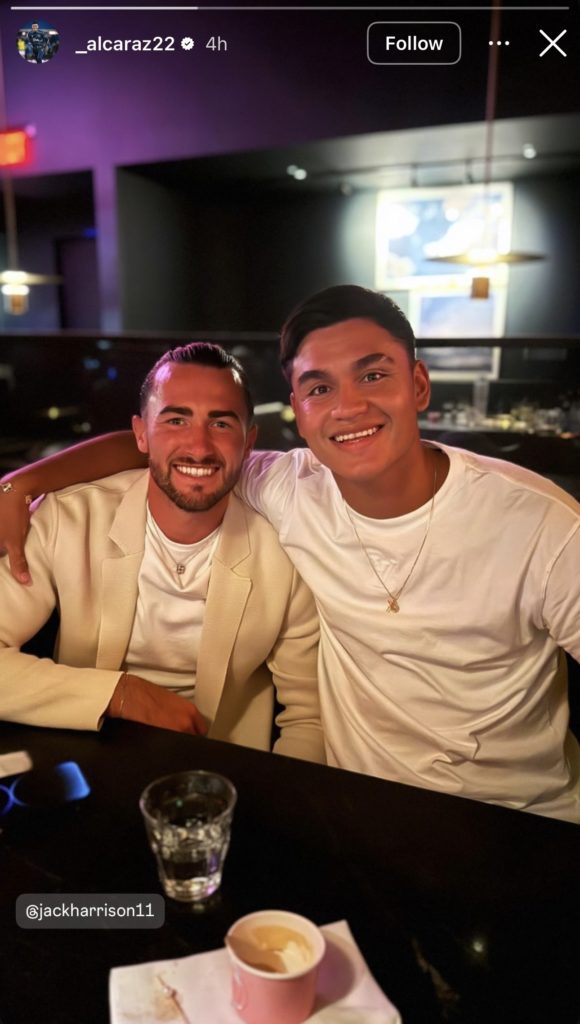 Jack Harrison and Carlos Alcaraz were spotted together in Miami.