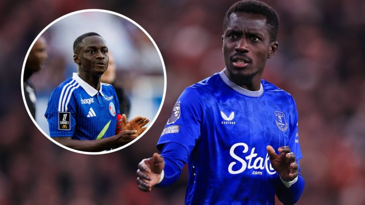 Everton midfielder Idrissa Gueye. Inset of RC Strasbourg star Habib Diarra.
