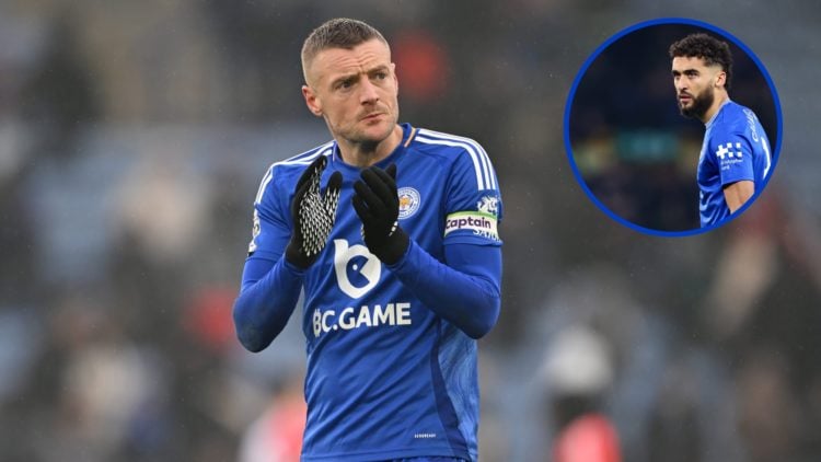 Image of Leicester City striker Jamie Vardy. Inset, Everton striker Dominic Calvert-Lewin in 2025.