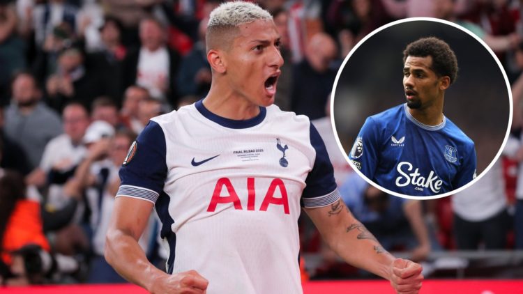 Tottenham Hotspur striker Richarlison. Inset of Everton star Iliman Ndiaye.