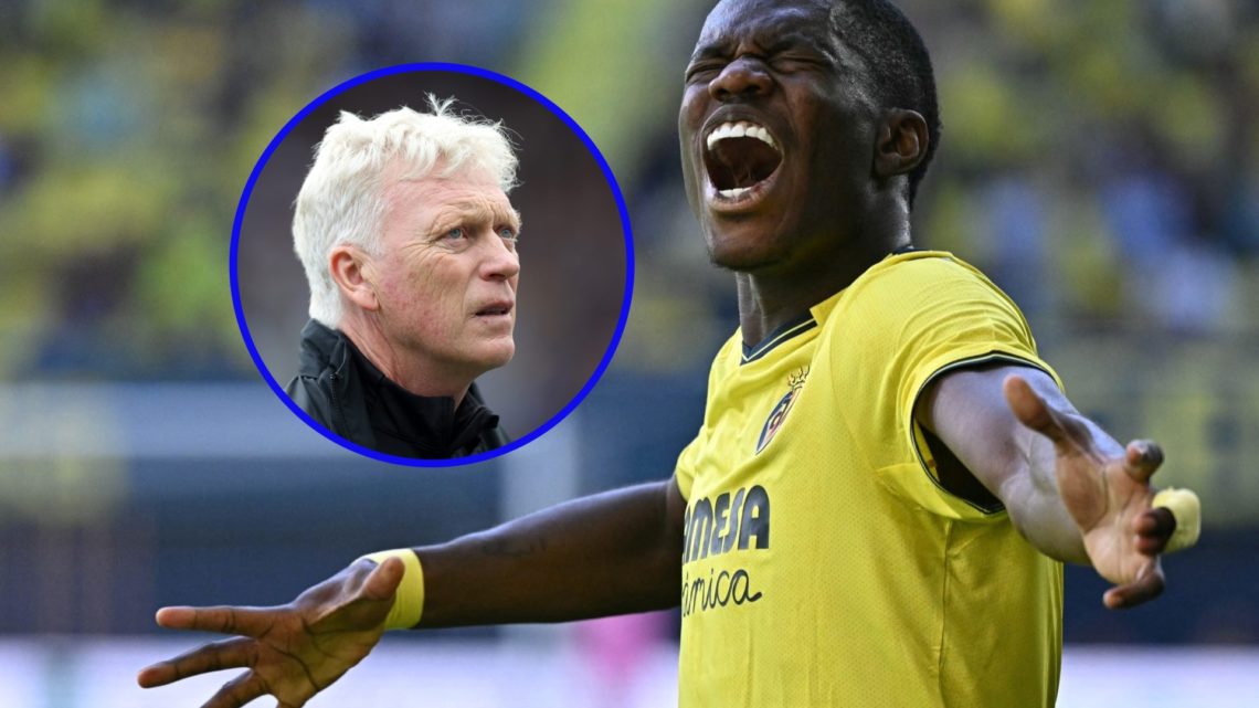 Thierno Barry celebrates after scoring for Villarreal against RCD Espanyol in La Liga. David Moyes looks on as Everton beat Newcastle United.