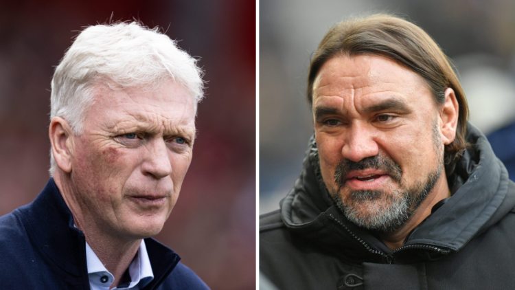 Everton manager David Moyes. Leeds United boss Daniel Farke.