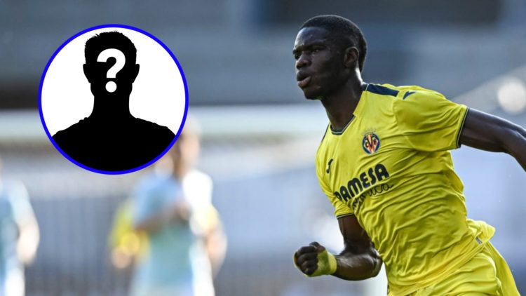 Thierno Barry playing for Villarreal (right), mystery player (inset)