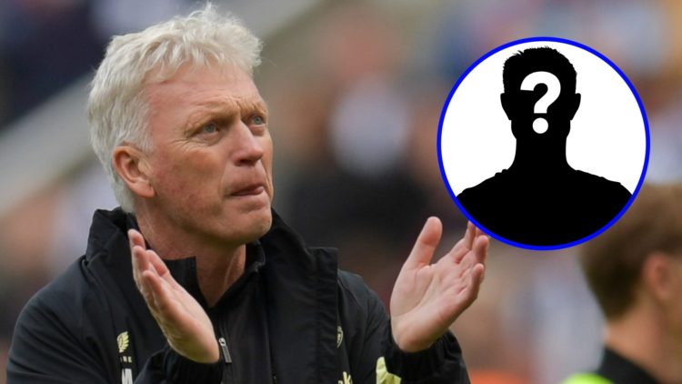 Everton manager David Moyes applauds (left), mystery player (inset)