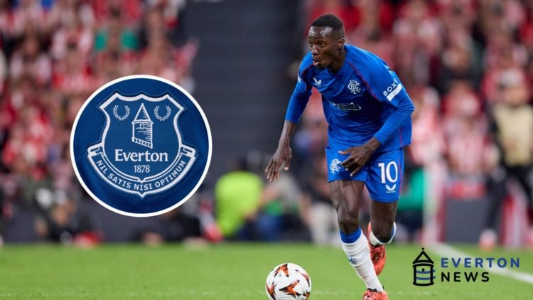 Mohamed Diomande of Rangers FC runs with the ball during the UEFA Europa League 2024/25 Quarter Final Second Leg match between Athletic Club and Ra...
