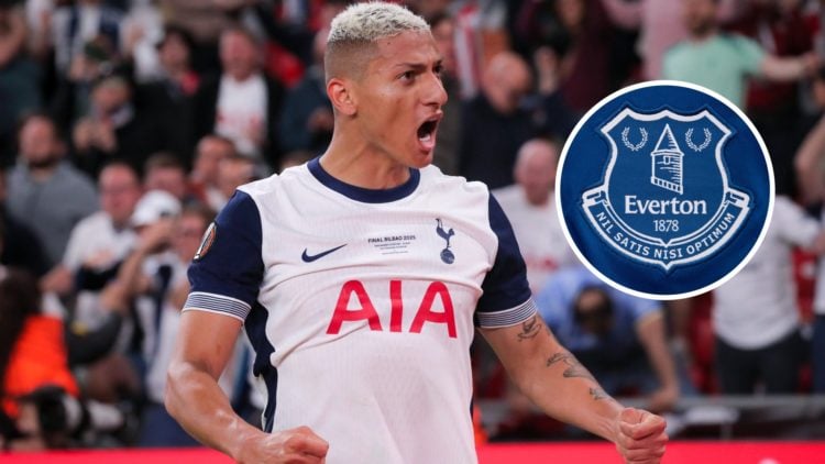 Richarlison of Tottenham Hotspur celebrates the goal scored by his teammate Brennan Johnson during the UEFA Europa League Final 2025 between Totten...