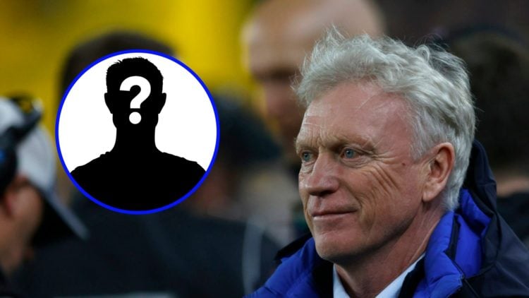 Everton manager David Moyes looks on (right), mystery player (inset)