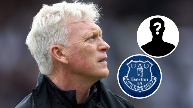 David Moyes, Manager of Everton, looks on prior to the Premier League match between Newcastle United FC and Everton FC. Inset: The Everton badge an...