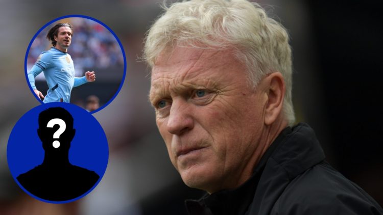Everton manager David Moyes in 2025. Inset, Manchester City winger Jack Grealish. Inset, EN Mystery Player.