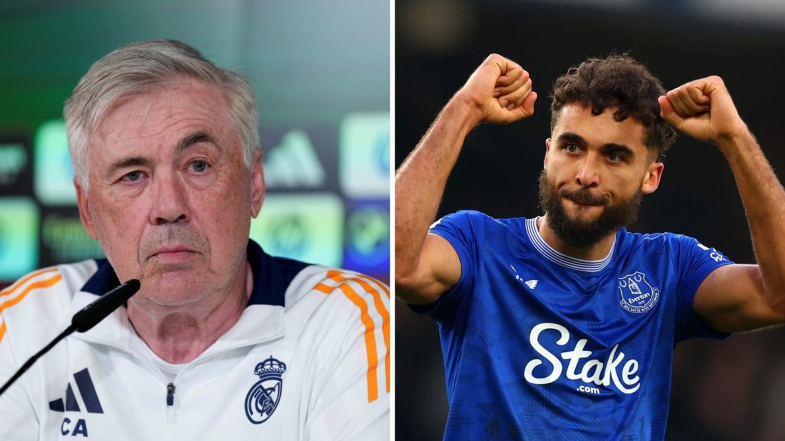 Former Everton manager Carlo Ancelotti and Toffees striker Dominic Calvert-Lewin.