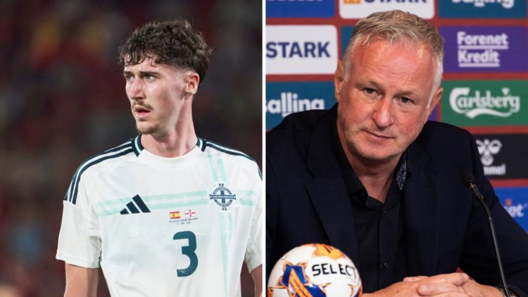 Northern Ireland defender Trai Hume and manager Michael O'Neill.