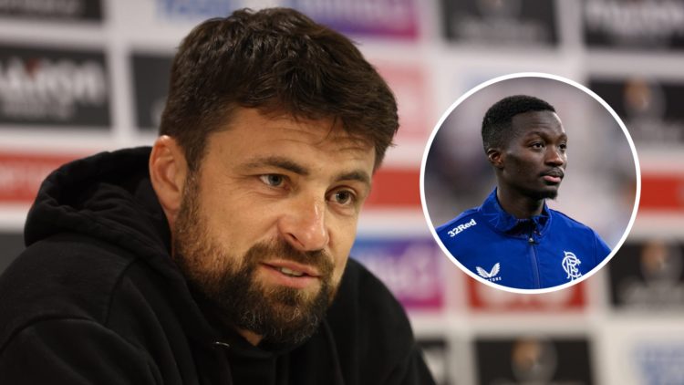 Rangers manager Russell Martin. Inset of midfielder Mohamed Diomande.