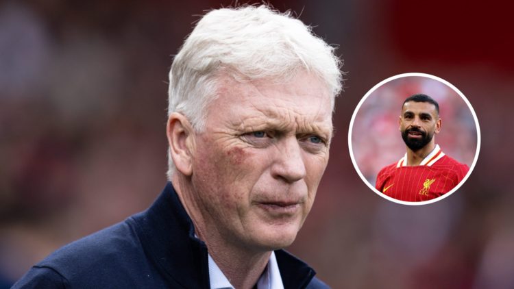 Everton manager David Moyes. Inset of Liverpool winger Mohamed Salah.