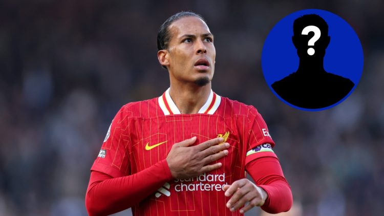 Liverpool player and captain Virgil van Dijk playing for Liverpool. Inset, EN Mystery Player icon.