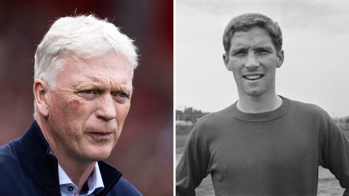 Everton manager David Moyes and former striker Alan Ball.