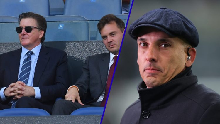 Split image of Everton owners The Friedkin Group in 2022 and former Everton player Leon Osman in 2022.