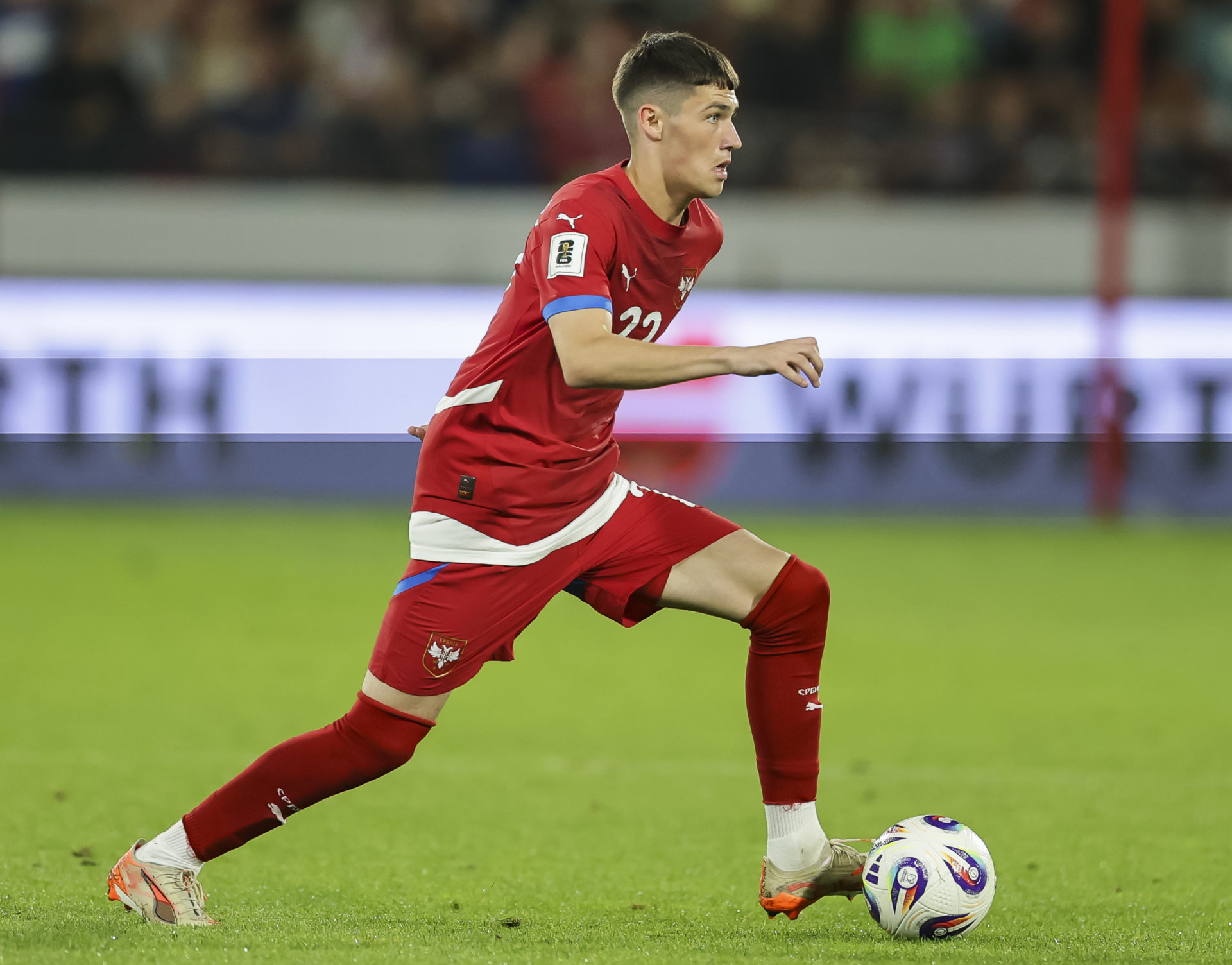 Andrija Maksimovic in action for Serbia.