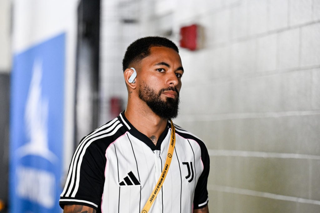 Douglas Luiz listening to music ahead of playing for Juventus against Manchester City.