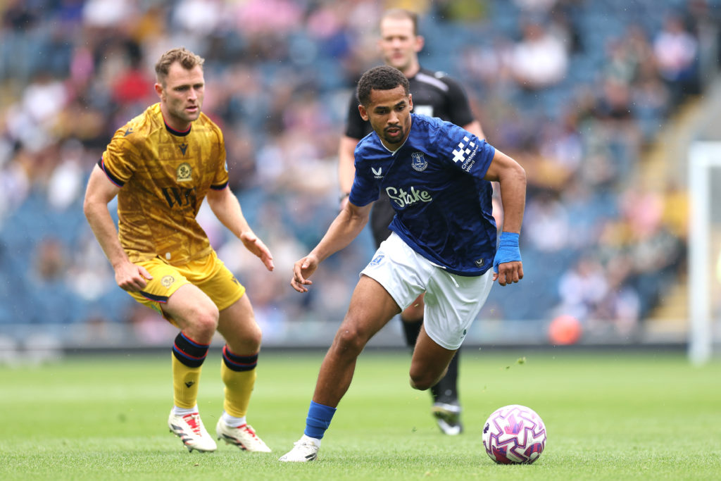 Iliman Ndiaye in action for Everton in pre-season friendly against Blackburn.