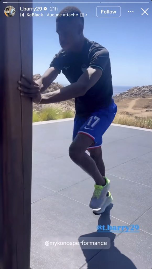 Thierno Barry trains in Mykonos, Greece, following his move to Everton.