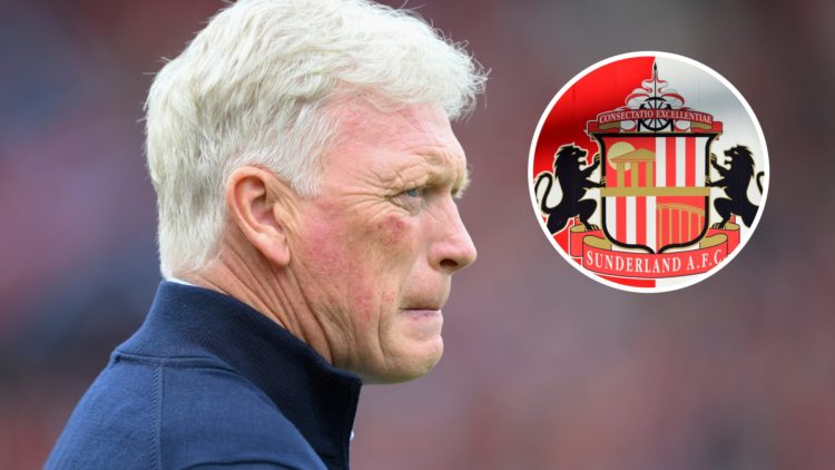 Everton manager David Moyes. Inset of Sunderland badge.