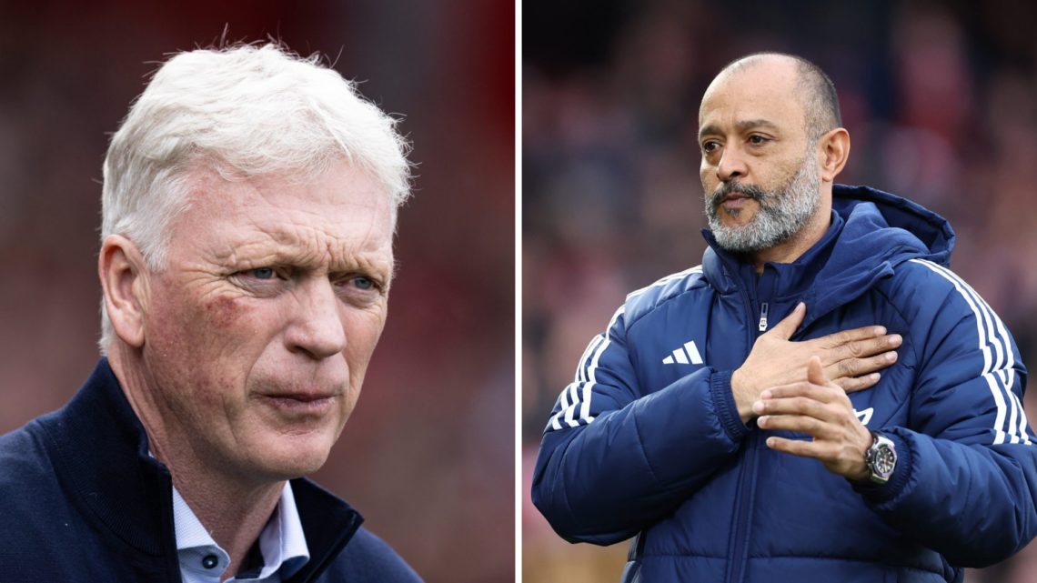 Everton manager David Moyes. Nottingham Forest boss Nuno Espirito Santo.