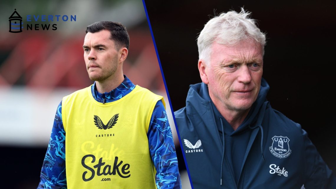Michael Keane warms up ahead of Everton vs Accrington Stanley. David Moyes looks on ahead of Everton's friendly against Accrington Stanley.