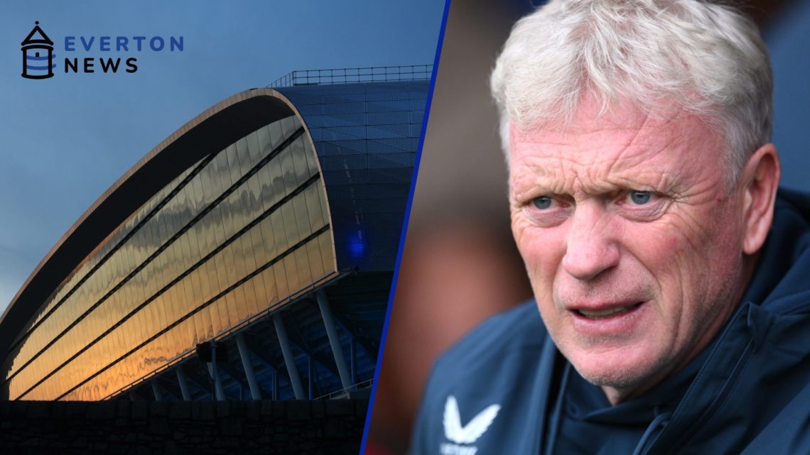 Hill Dickinson Stadium shines in the sunlight on the Merseyside docks ahead of Everton's move from Goodison Park. David Moyes watches Everton from ...
