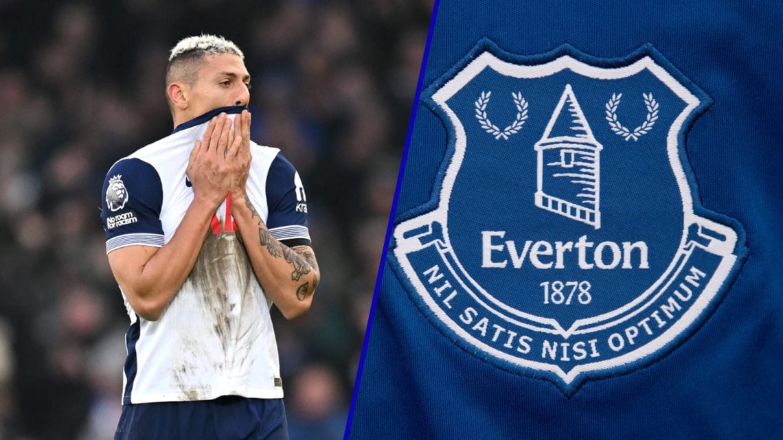 Richarlison has his head in his hands against Everton at Goodison Park.