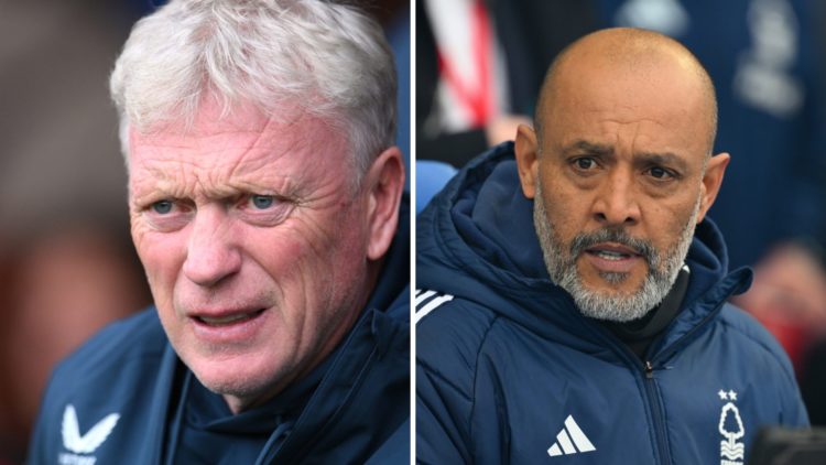 Everton manager David Moyes. Nottingham Forest boss Nuno Espirito Santo.