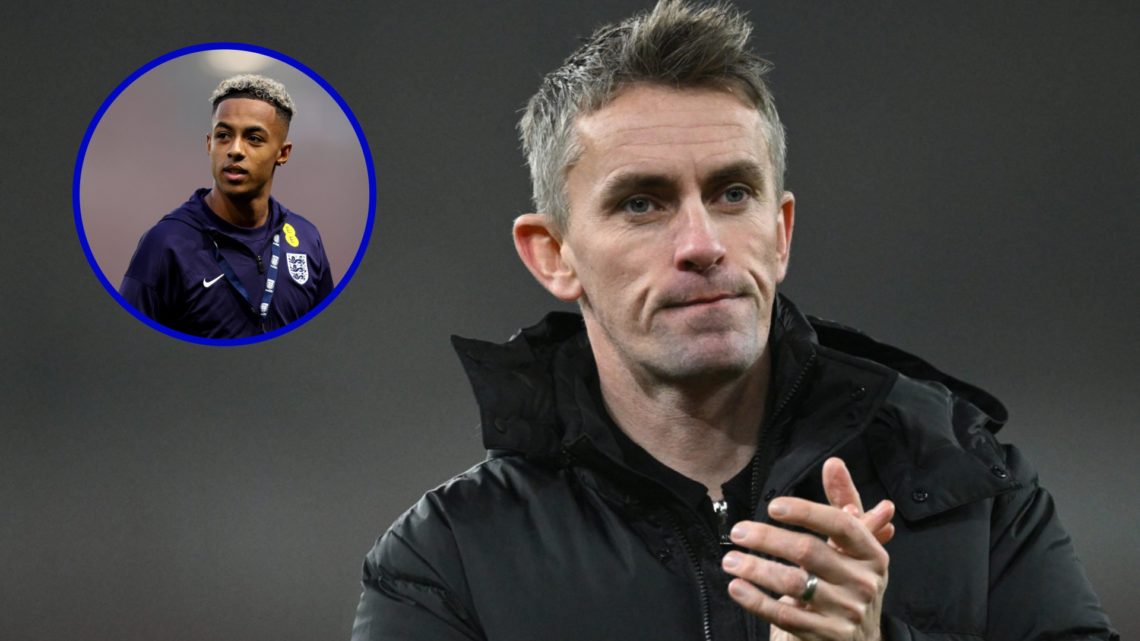 Ipswich Town manager Kieran McKenna looks on. Inset, Omari Hutchinson for England U21s.
