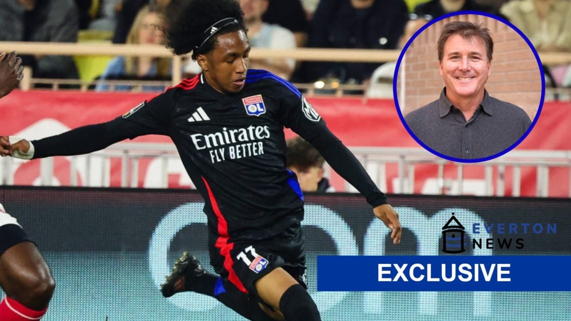 Lyon winger Malick Fofana in action. Inset, Everton owner Dan Friedkin smiling.