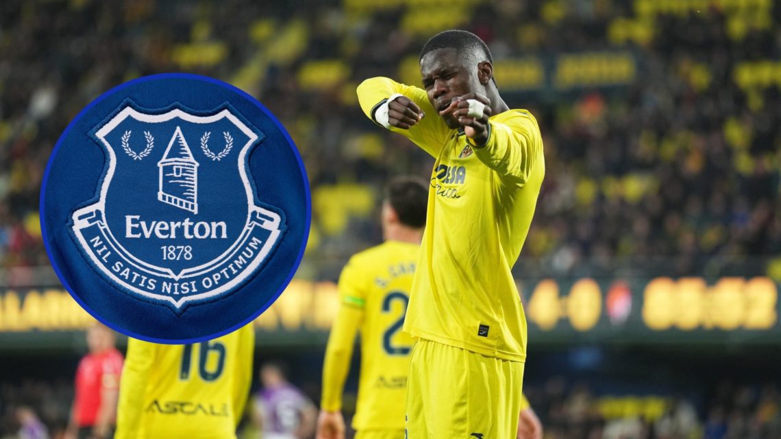 Thierno Barry celebrates after scoring for Villarreal against Real Valladolid.