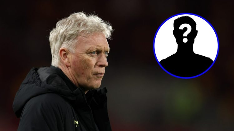 Everton manager David Moyes looks on (left), mystery player (inset)