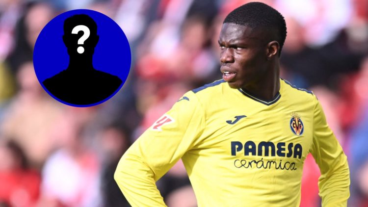 Thierno Barry looking on whilst playing for Villarreal. Inset, EN Mystery Icon.