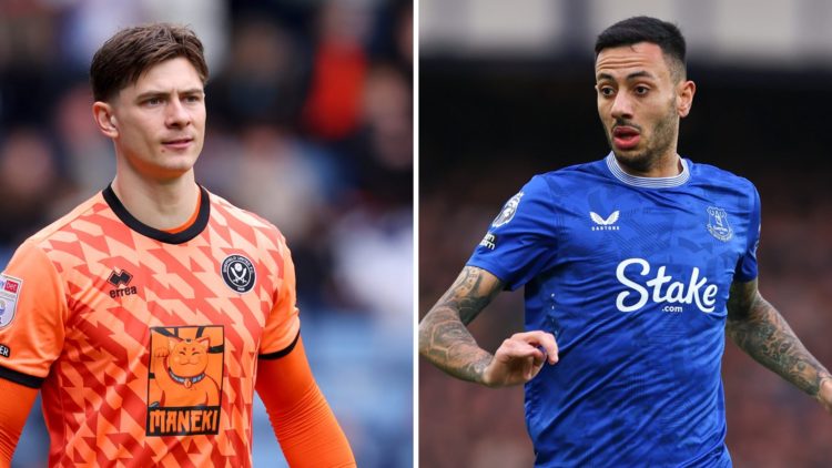 Sheffield United goalkeeper Michael Cooper. Everton winger Dwight McNeil.