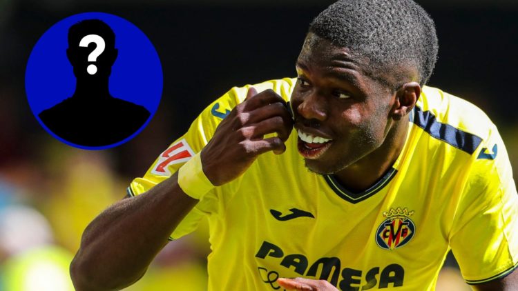 Thierno Barry celebrating for Villarreal against Osasuna. Inset, EN mystery player icon.