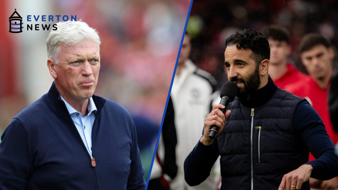 David Moyes looks on from the sideline as Everton beat Nottingham Forest. Ruben Amorim speaks to the Manchester United fans after their game agains...