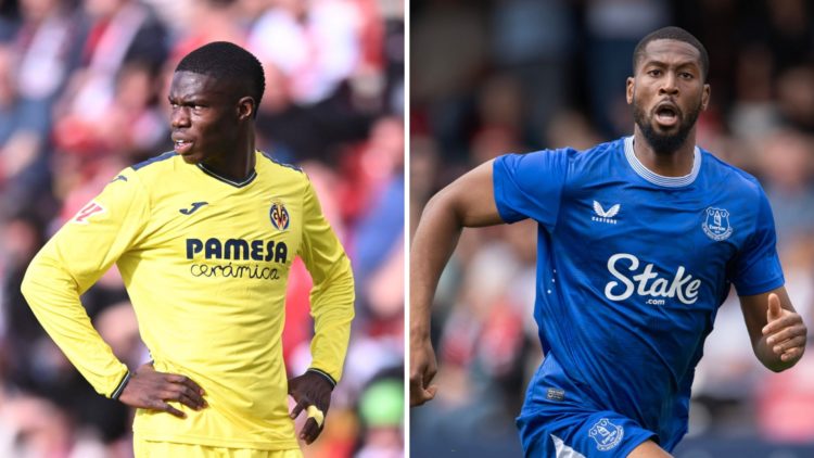 Villarreal striker Thierno Barry. Everton forward Beto.