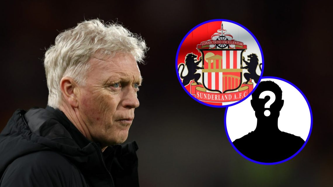 David Moyes looks on while managing Everton (left), mystery player (lower inset), Sunderland badge (upper inset)