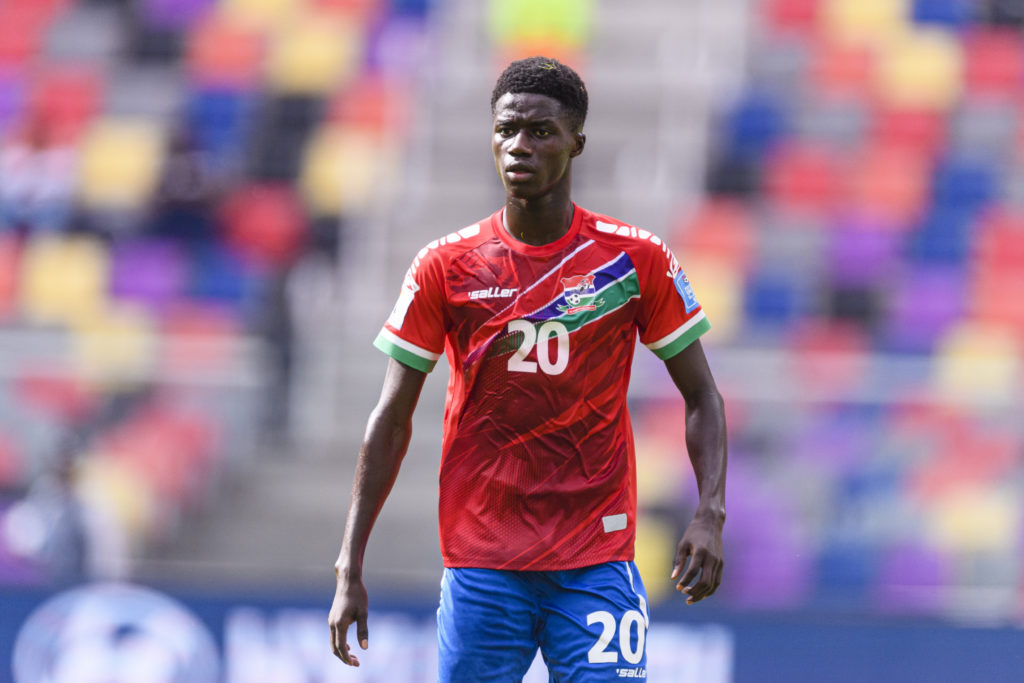 Adama Bojang playing for the Gambia national team.