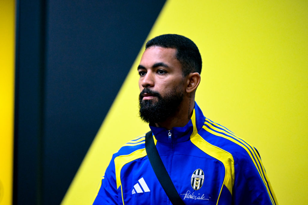 Douglas Luiz prior to Borussia Dortmund vs Juventus.