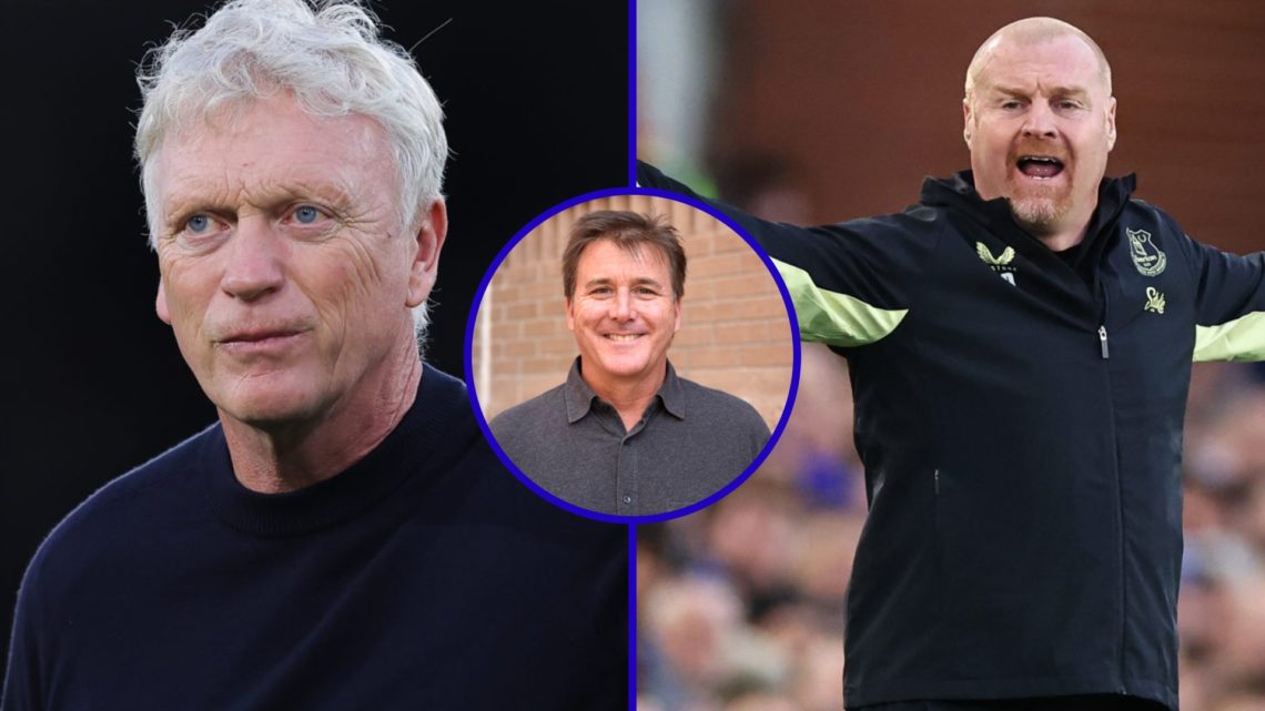 Everton manager David Moyes looking on. Inset, Everton owner Dan Friedkin. Inset, former Everton boss Sean Dyche.