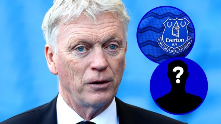 Everton manager David Moyes. Inset, Everton badge on new kit. Inset, EN mystery player.