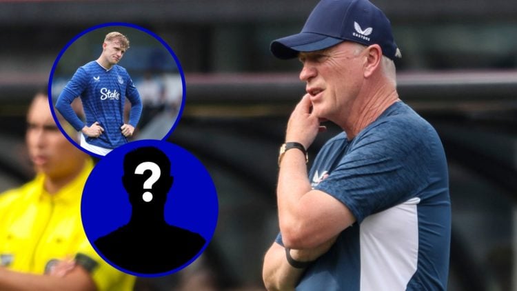 Everton manager David Moyes looks on during pre-season. Inset, Everton defender Jarrad Branthwaite.