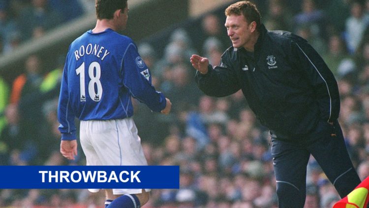 Everton manager David Moyes. Inset, Wayne Rooney playing for Everton.