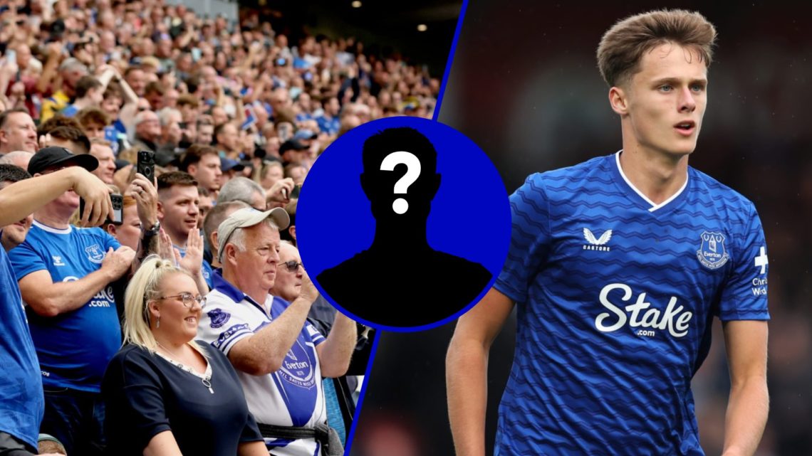 Split image of Everton fans at the Hill Dickinson Stadium and Harrison Armstrong in action for Everton.