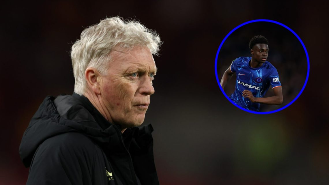 Everton manager David Moyes looks on (left), Tyrique George playing for Chelsea (inset)