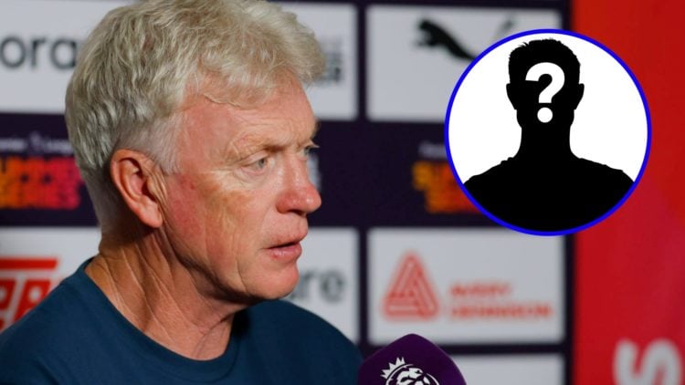 Everton manager David Moyes speaks to the media (left), mystery player (inset)
