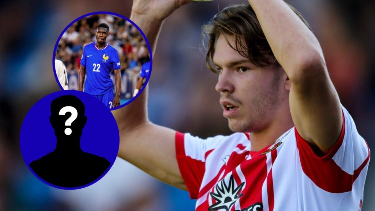 Southampton midfielder Tyler Dibling prepares to take throw in. Inset, Thierno Barry for France Under-21s.